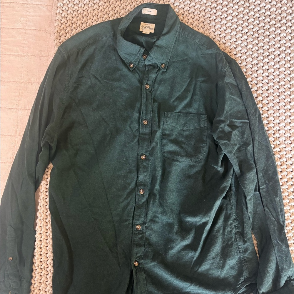 J. Crew Forest Green Casual Button-Down Shirt